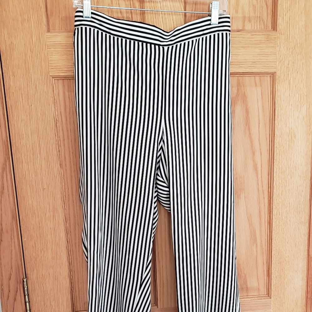Black & White Striped Silky Pants